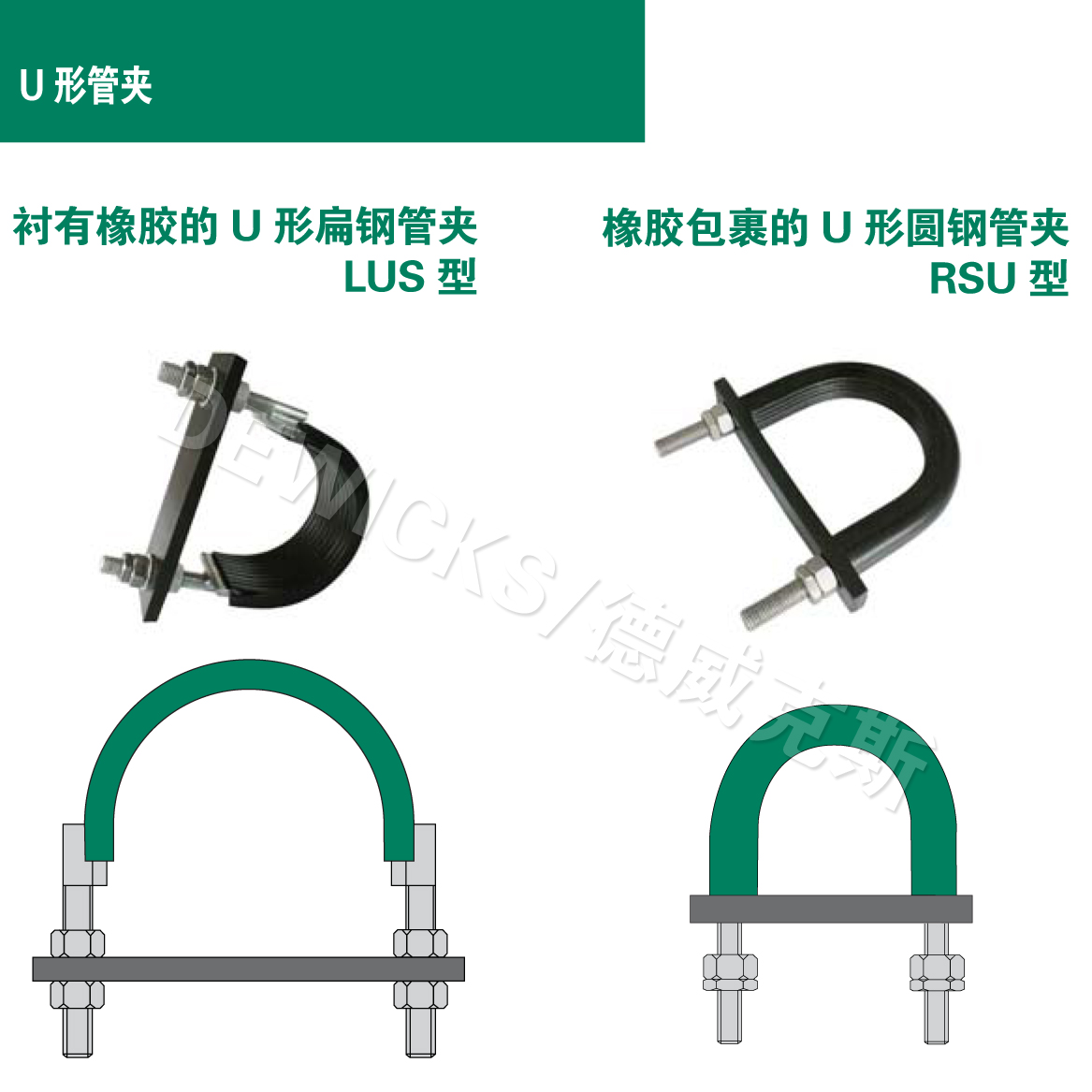 橡膠包裹U型圓鋼管夾